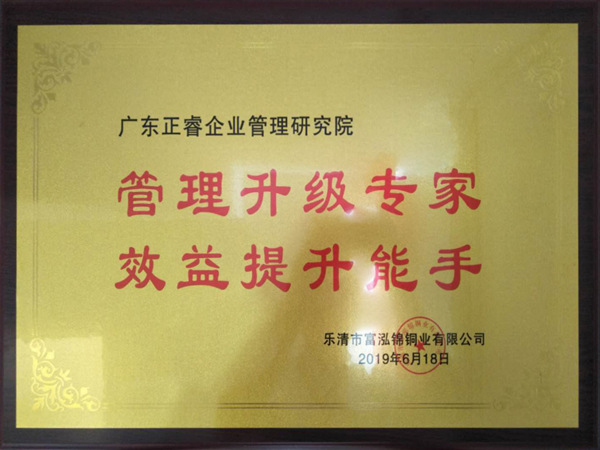 乐清市富泓锦铜业有限公司授予牌匾